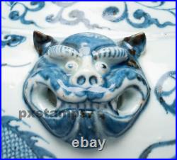 Authentic 13th C Chinese Yuan Dynasty Blue and White Dragon Porcelain Jar Vase