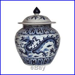 Beautiful Blue and White Porcelain Ginger Jar Dragon Motif 16 with Lid