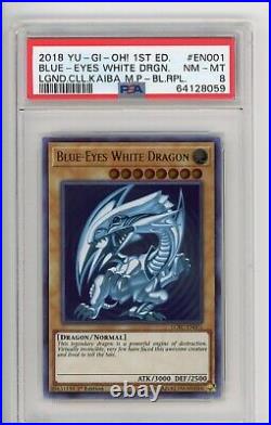 Blue-Eyes White Dragon 1st Edition Holo LCKC-EN001 PSA 8 2018 Yu-Gi-Oh