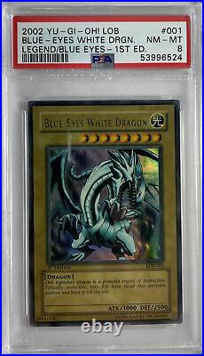 Blue Eyes White Dragon 1st Edition LOB-001 Ultra Rare Yugioh PSA 8