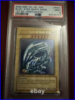 Blue-Eyes White Dragon 1st Edition Portuguese DIK-P001 2002 Yu-Gi-Oh PSA 9