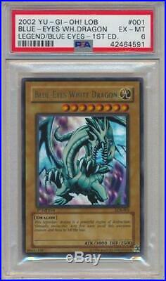 Blue-Eyes White Dragon LOB-001 PSA EX-MT 6 Ultra Rare 1st Yugioh 3Q6