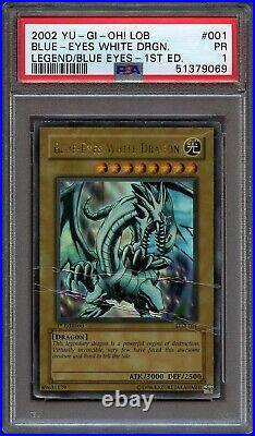 Blue-Eyes White Dragon PSA 1 WAVY Ultra Rare 1st Ed LOB-001 Yugioh Card WR2