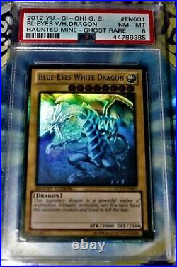 Blue-Eyes White Dragon PSA Graded Mint 8 GLD5-EN001 Ghost/Gold Rare Yugioh