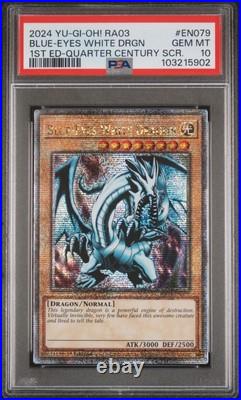 Blue-Eyes White Dragon Quarter Century Secret Rare RA03-EN079 1st Edition PSA 10 Blue-Eyes White Dragon Quarter Century Secret Rare RA03-EN079 1st Edition PSA 10