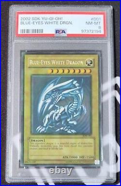 Blue Eyes White Dragon SDK PSA 8 MAX FADED #001 Yugioh 2002