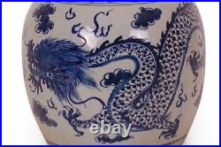 Blue and White Ginger Jar Dragon Clouds Chinese Temple Jar Chinoiserie About 10
