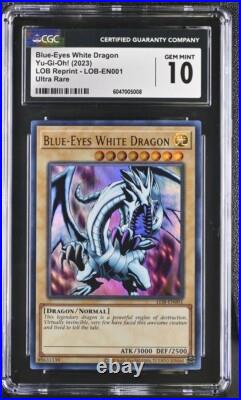 CGC 10 GM+ Blue-Eyes White Dragon Yu-Gi-Oh! (2023) LOB Reprint LOB-EN001