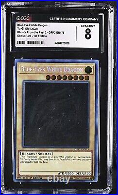 CGC 8 Yu-Gi-Oh! 2022 Blue-Eyes White Dragon GFP2-EN175 Ghost Rare 1st Edition