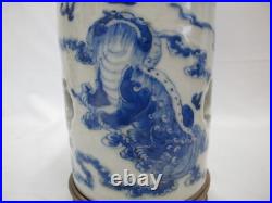 CHINESE Blue & White Porcelain DRAGON Serpent Candle Holder Hat or WIG STAND CHINESE Blue & White Porcelain DRAGON Serpent Candle Holder Hat or WIG STAND