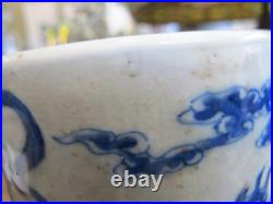 CHINESE Blue & White Porcelain DRAGON Serpent Candle Holder Hat or WIG STAND CHINESE Blue & White Porcelain DRAGON Serpent Candle Holder Hat or WIG STAND