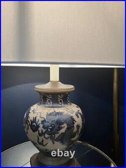 CHINESE ORIENTAL LAMP BLUE & WHITE DRAGON MOTIF (Perfect Lunar New Year!)