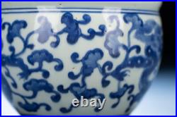 Chinese Antique Jardiniere Ming Dynasty Blue and White Dragon Porcelain Jar Bowl