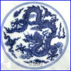 Chinese Blue White Porcelain Bowl Dragon Hand painted China Asian