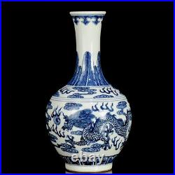 Chinese Blue&white Porcelain HandPainte Exquisite Dragon Pattern Vase 10906