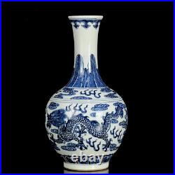 Chinese Blue&white Porcelain HandPainte Exquisite Dragon Pattern Vase 10906