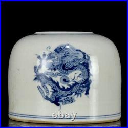 Chinese Blue&white Porcelain HandPainted Dragon Pattern Brush Washer 11088