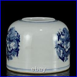 Chinese Blue&white Porcelain HandPainted Dragon Pattern Brush Washer 11088