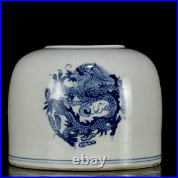 Chinese Blue&white Porcelain HandPainted Dragon Pattern Brush Washer 11088