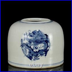 Chinese Blue&white Porcelain HandPainted Dragon Pattern Brush Washer 11088