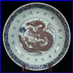 Chinese Blue&white Porcelain HandPainted Exquisite Dragon Pattern Plate 22881