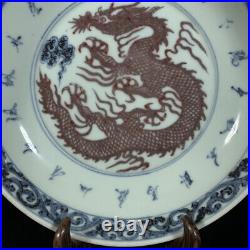 Chinese Blue&white Porcelain HandPainted Exquisite Dragon Pattern Plate 22881