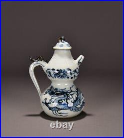 Chinese Blue&white Porcelain HandPainted Exquisite Dragon Pattern Teapots 10428