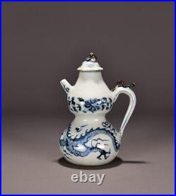 Chinese Blue&white Porcelain HandPainted Exquisite Dragon Pattern Teapots 10428