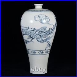 Chinese Blue&white Porcelain HandPainted Exquisite Dragon Pattern Vase 10158