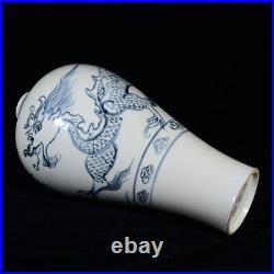 Chinese Blue&white Porcelain HandPainted Exquisite Dragon Pattern Vase 10158