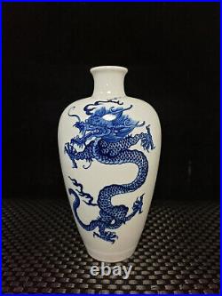 Chinese Blue&white Porcelain HandPainted Exquisite Dragon Pattern Vase 24726