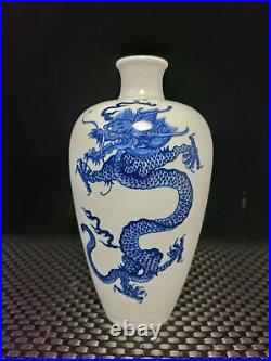 Chinese Blue&white Porcelain HandPainted Exquisite Dragon Pattern Vase 24726