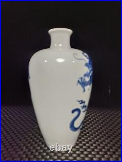 Chinese Blue&white Porcelain HandPainted Exquisite Dragon Pattern Vase 24726