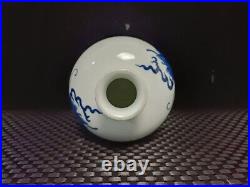 Chinese Blue&white Porcelain HandPainted Exquisite Dragon Pattern Vase 24726