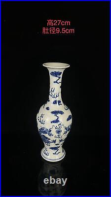 Chinese Blue&white Porcelain HandPainted Exquisite Dragon Pattern Vase 25545