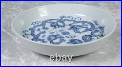 Chinese Porcelain Blue White Dragon Dish Vietnamese Export 5-3/4in Dia Vintage
