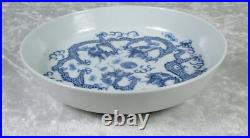 Chinese Porcelain Blue White Dragon Dish Vietnamese Export 5-3/4in Dia Vintage