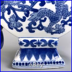 Chinese Porcelain Tulip Vase Five Spouts, Decorated Blue & White, Dragon