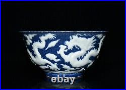 Collectable Beautiful Chinese Hand Blue&white Porcelain Dragon Bowl