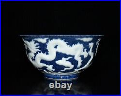 Collectable Beautiful Chinese Hand Blue&white Porcelain Dragon Bowl