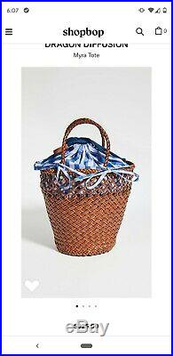Dragon Diffusion Myra (woven) Tote in British Tan with blue and white lining