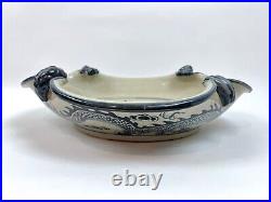 Extra Large Blue-White Chinese Flower Bowl in Dragons GOOD CONDITION