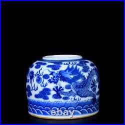 Fine Collectable Art Hand Painting Blue&white Porcelain Dragon Wash