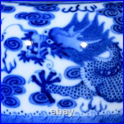 Fine Collectable Art Hand Painting Blue&white Porcelain Dragon Wash