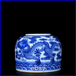 Fine Collectable Art Hand Painting Blue&white Porcelain Dragon Wash