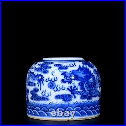 Fine Collectable Art Hand Painting Blue&white Porcelain Dragon Wash