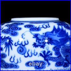 Fine Collectable Art Hand Painting Blue&white Porcelain Dragon Wash