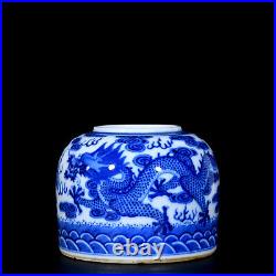 Fine Collectable Art Hand Painting Blue&white Porcelain Dragon Wash