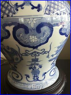 Fine Old Vintage Antique Chinese Blue White Dragon Art Ginger Jar Vase Lamp WOW