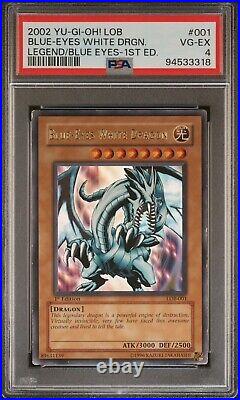 Glossy 1st Edition Lob Blue-Eyes White Dragon PSA 4 Excellent Condition New Cert